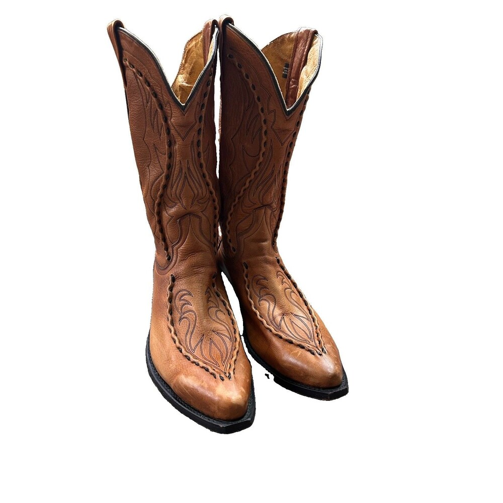 VTG Dan Post Albany Bucklace Leather Cowboy Boots Size 12D
